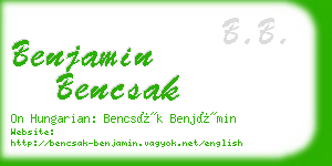 benjamin bencsak business card